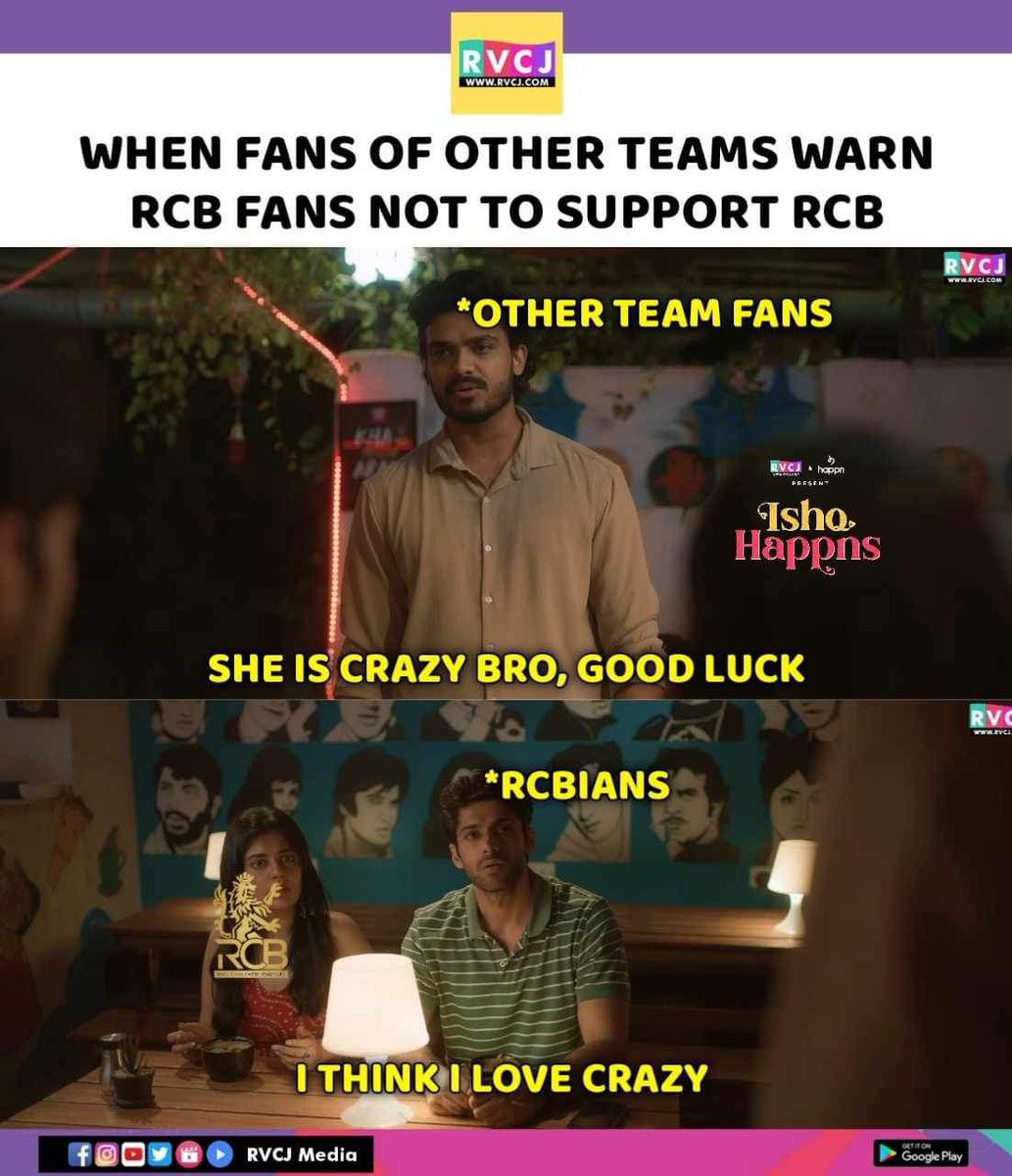 RCB Fans 🫡 ‘ISHQ HAPPNS’ is now streaming on RVCJ Media’s YouTube channel. Watch here: youtu.be/9YUXcstchWc?si… #IshqHappns #rvcjmedia #Happn #romcom #dating