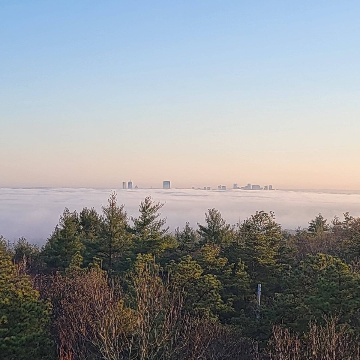 Quite the undercast ongoing this morning. From this view, you can see the tops of the skyscrapers in Boston sticking up out of it!