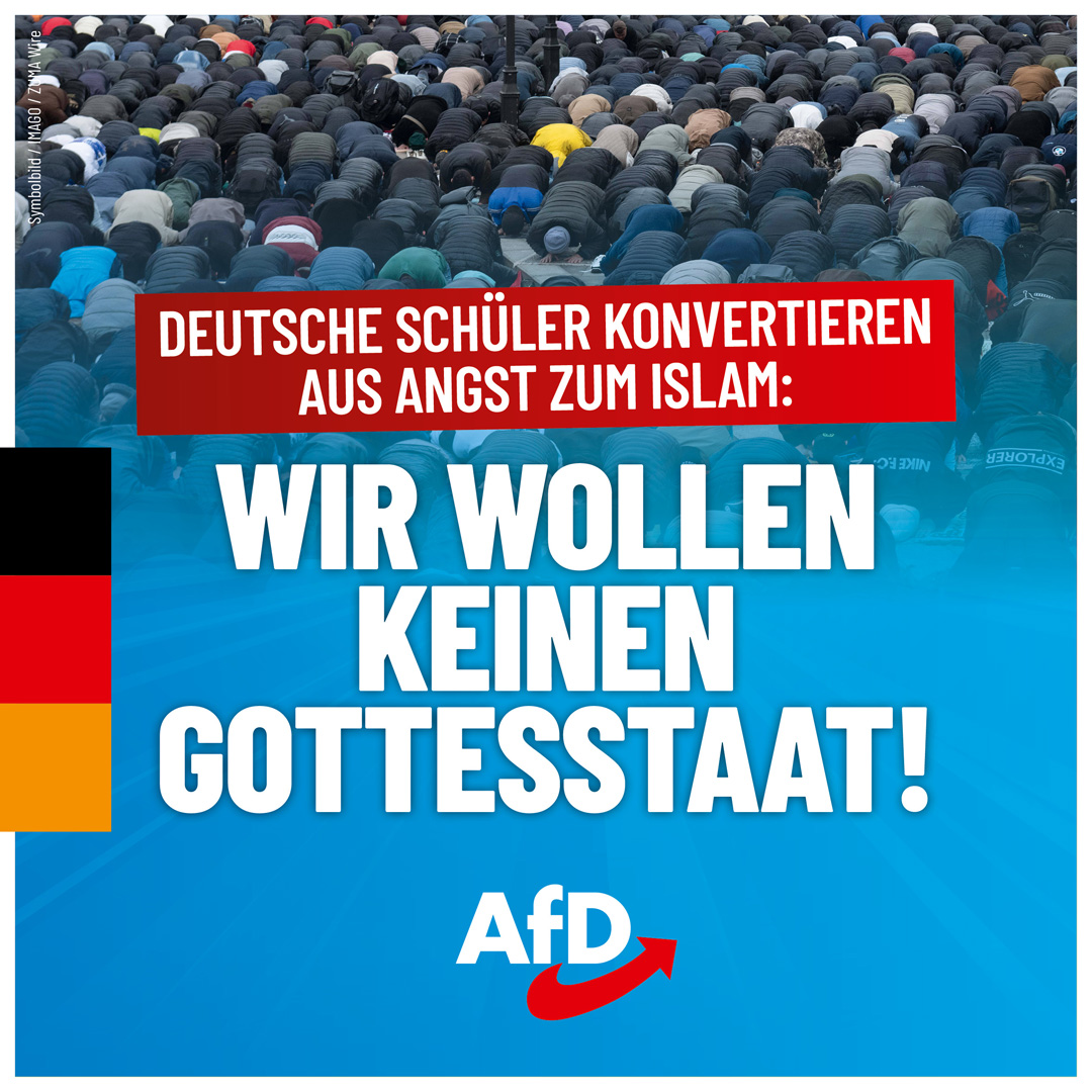 Deutsche Schüler konvertieren aus Angst zum #Islam. Wir wollen keinen #Gottesstaat!

So weit ist es in Deutschland schon gekommen: Aus Angst davor, in der Schule zum Außenseiter zu werden, konvertieren deutsche Schüler zum Islam. Vor dieser Entwicklung warnen laut Medienberichten