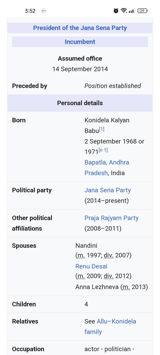 VVS___________'s tweet photo. Kalyan 10th 1984(15years) pass out ante+(40years) present age= 55yrs.
Kaani 52 ani project chesaaru.
Wiki loo kudaa birthday 2 years mention chesaru😂.
Disgusting 🤮..
#FakeAge https://t.co/AQA3ftuYnl
