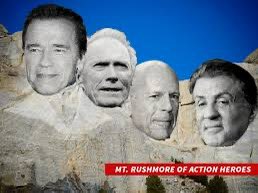 TMZ asked Arnold Schwarzenegger and Sylvester Stallone, who would they put on the Mount Rushmore action heroes, alongside themselves. They chose Clint Eastwood and Bruce Willis, respectively. Who would you put on your Mount Rushmore of action heroes?