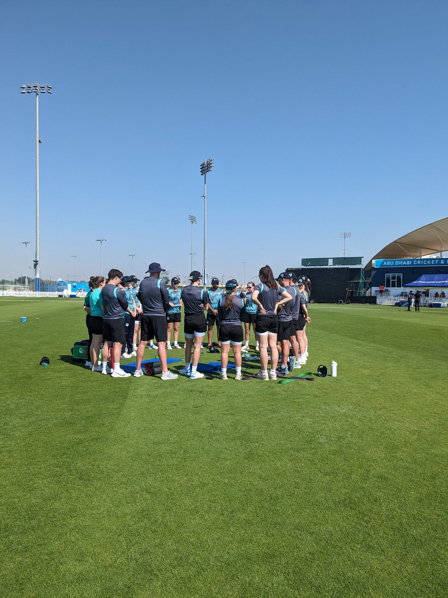 Hello from Abu Dhabi 👋 We are here for our last warm-up game before the World Cup Qualifiers begin 💯 There won't be any live stream but you can follow updates and check for scores in the link below. SCORECARD: bit.ly/3Qbw0RN #BackingGreen #FuelledByCerta ☘️🏏