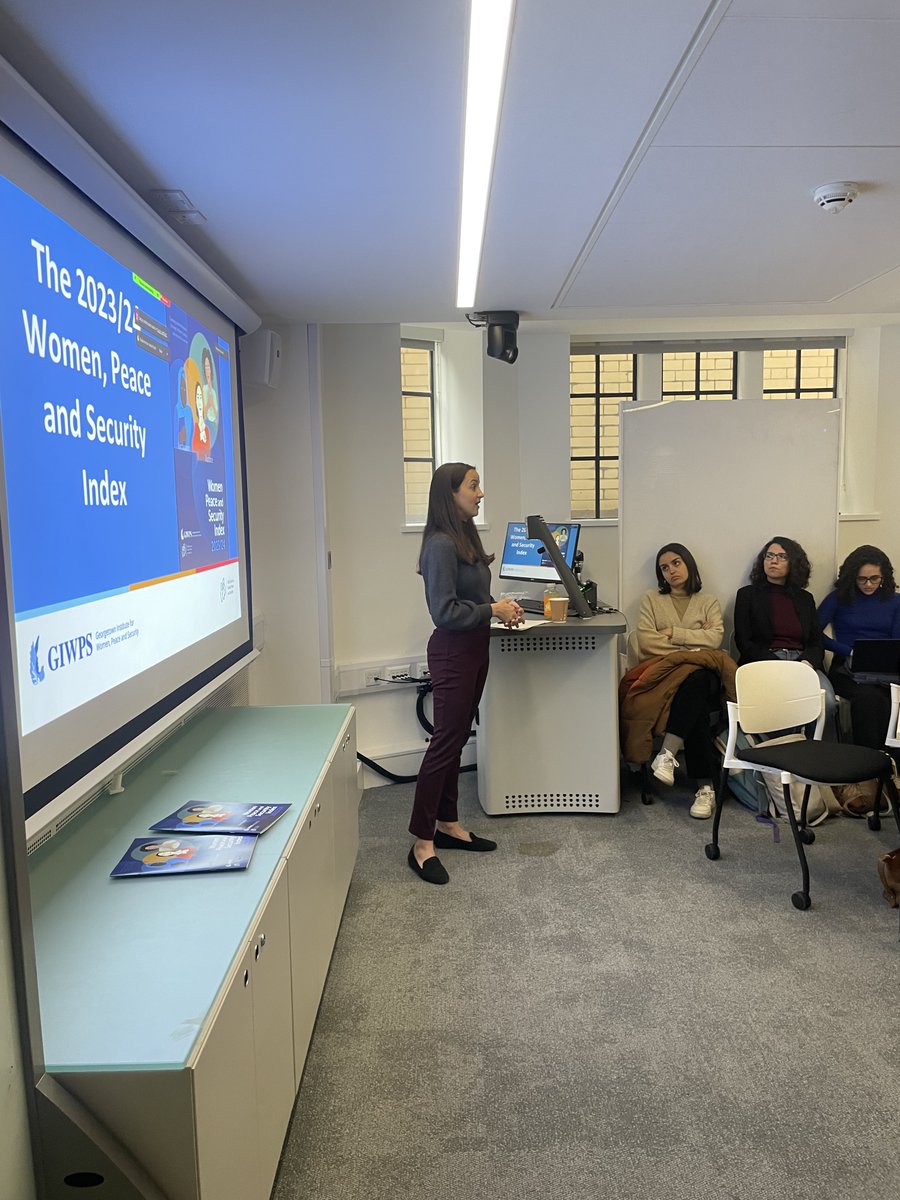 We would like to thank @giwps research manager and @LSE_ID alumna Elena Ortiz for her wonderful presentation on the key findings of the GI WPS Index Thank you to all those who participated, asked valuable questions and promoted the debate around #WPS🕊️ ➡️giwps.georgetown.edu/the-index