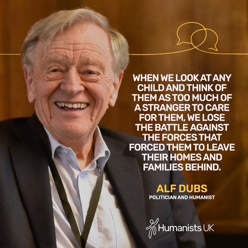 Important words for today by @APPGhumanists member and our patron @AlfDubs, a former refugee who fled Nazi persecution on the Kindertransport.