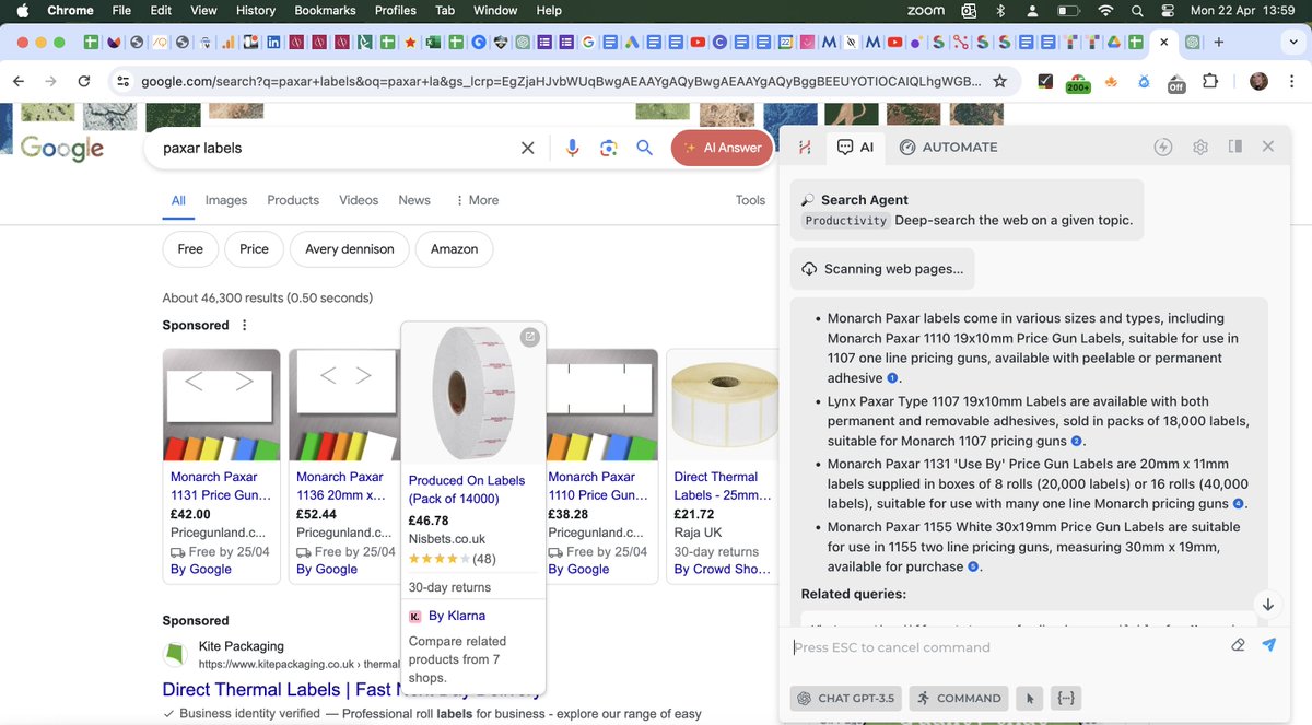 katebarlow's tweet photo. Yesterday I updated my Chrome browser and Google is now offering the option of receiving AI powered results. I assumed this would be provided by Gemini but it's asked me to login to ChatGPT. Has anyone else seen this? https://t.co/tpTpk8hffG