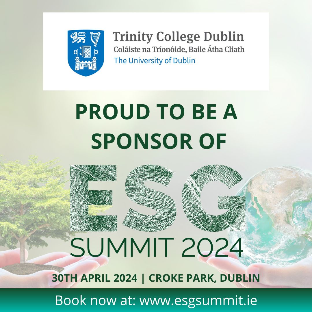 NEWS: @TCDDublin is delighted to sponsor #ESGSummit24 at Croke Park! Join us for insights from Dr. John Gallagher on decarbonisation & visit our stand to learn about our sustainability learning options. Let's drive change together! 🌱 #Sustainability #ESG #EarthDay2024
