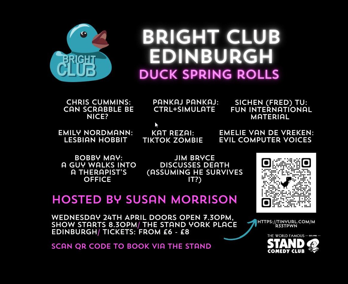 Delighted to be performing at The Stand  Comedy Club tomorrow (Wed, 24 April 2024) - part of my effort  towards public engagement with science. Hope you can join for a few  laughs. <a href="/BrightClubEDN/">Bright Club Edinburgh</a> <a href="/StandComedyClub/">The Stand</a> <a href="/SchoolOfEng_UoE/">School of Engineering</a> #Scottishcomedy