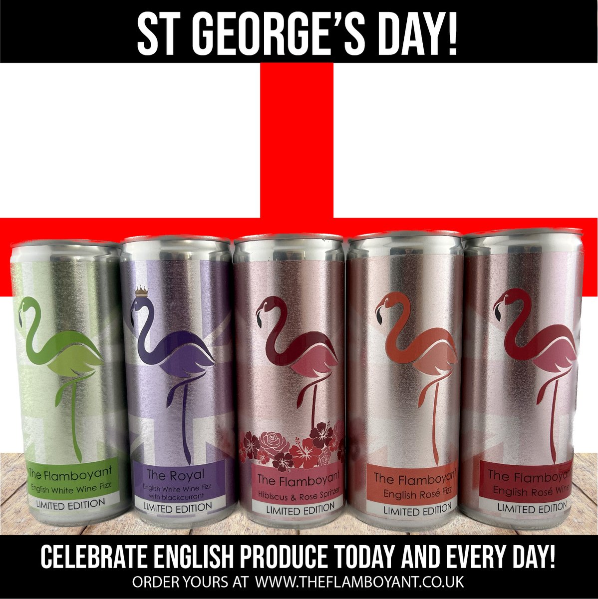 Join us in celebrating #StGeorgesDay 
We are proud of our #EnglishWine and all English producers. Cheers 🥂#ShopLocal #LowFoodMiles #SustainableLiving #CannedWine #MadeinEngland