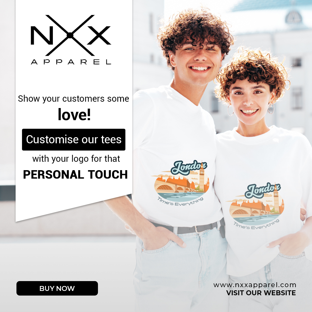 NxxApparel's tweet photo. Show your customers some love!❤️Customize our tees with your logo for that PERSONAL TOUCH. From London with love, Time's Everything. Don't wait, Time's Jondor Everything. BUY NOW at https://t.co/FI0QuK52Iy &amp; VISIT OUR WEBSITE for more options. #CustomTees #BrandIdentity #London https://t.co/NyEBnAHJ7q