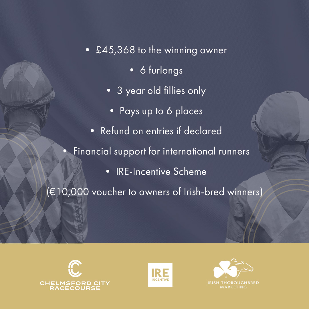 Calling Owners & Trainers 📣 Entries for the Listed Irish Thoroughbred Marketing Chelmer Fillies Stakes close this Friday⏰ Exclusive to 3 year old fillies, and paying up to 6 places, there is £80,000 in prize money available, including £45,368 to the winning owner.