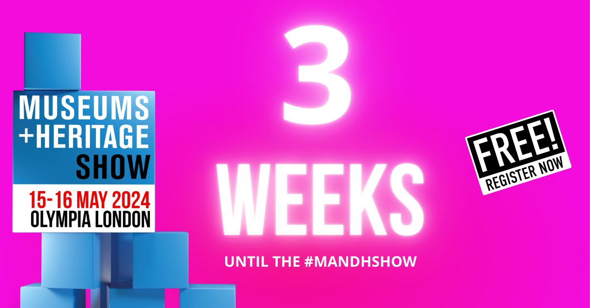 The 3 week countdown has begun ⏰

Have you registered for your free two-day pass yet? Booked your train tickets to London? 👀 (The earlier you book the cheaper!) 

Luckily, tickets to the show are completely free. Get yours here: museumsandheritage24.smartreg.co.uk/Visitors/Visit…