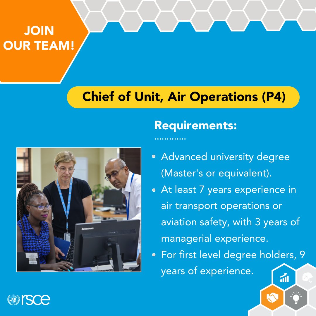 📢Job Alert We are hiring a Chief of Unit, Air Operations (P4) 📌 Entebbe, Uganda ✅ Deadline: 21 May 2024 For more details: rsce.unmissions.org/file/3596/down… FEMALE CANDIDATES ARE STRONGLY ENCOURAGED TO APPLY! #unjobs #uncareers #jobalert