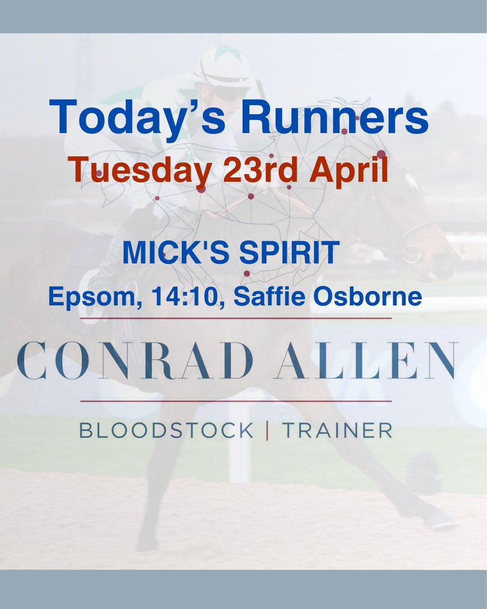 We have one runner at @EpsomRacecourse today. @shadowfax500