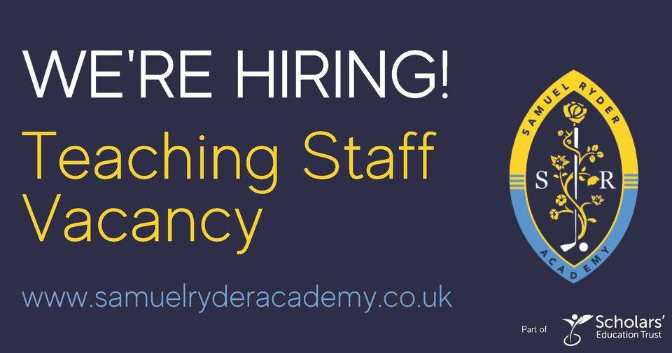 * Primary Teacher - Lead of Maths vacancy *

Full Time
Salary - MPS / UPS TLR 2a - Lead of Maths
Start date - September 2024

samuelryderacademy.co.uk/391/current-va…

#stalbansjobs #schooljobs #hertfordshirejobs

@SRAPrimary