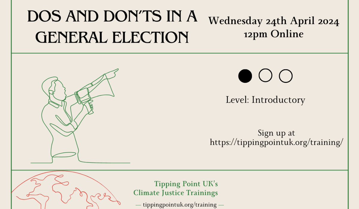 Join us tomorrow for a training on Dos and Don'ts in a General Election: bit.ly/4d1KWvs We'll explore how our groups and movements can best use our power to make an impact on the issues we care about. What's legal? What's strategic? How can we best work together?