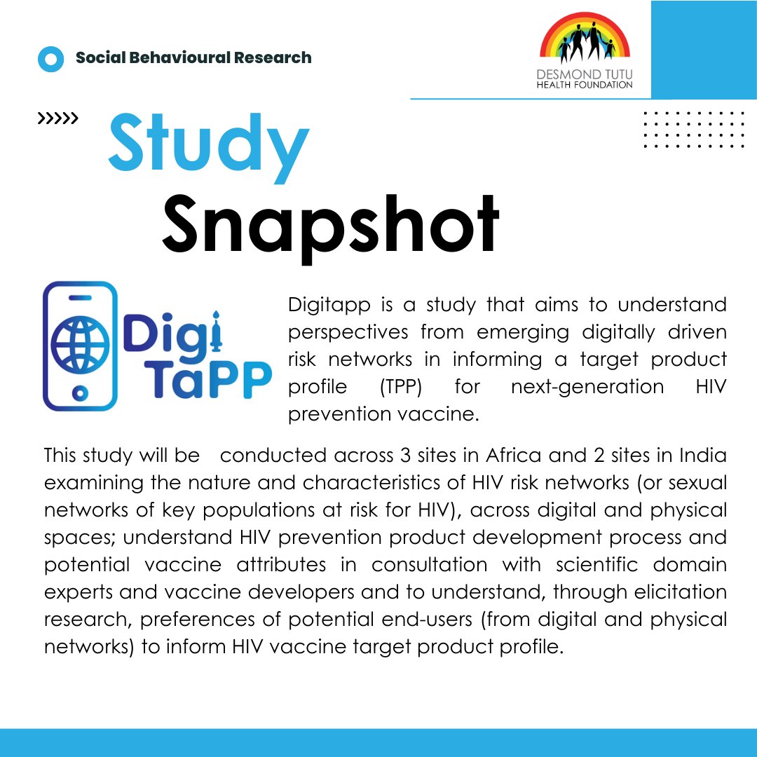 In this week's 'Study Snapshot' we'd like to draw your attention to our ongoing #Digitapp study, which targets priority populations including AGYW, sex workers, adolescent boys and young men, truck drivers, and fishing communities especially those located in Uganda. #HIVresearch