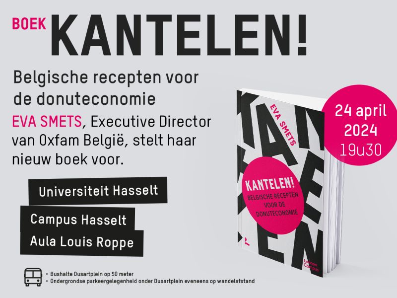 Morgen ben ik op de UHasselt en ga in gesprek met Tom Kuppens (UHasselt/moderatie), Johan Bongaerts (Bewel), Ignace Schops (RLKM/BBL)  én het publiek over concrete oplossingen voor de drie grote werven van  de toekomst: economie, klimaat en sociale rechtvaardigheid.