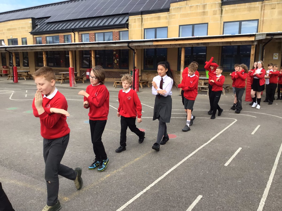 Ms_Middleman's tweet photo. Year 6 practising Area &amp; Perimeter by using our “plus plus perimeter “ chant. And X on the floor for Area. @YsgolEmmanuel #WalesOutdoorLearningWeek #WythnosDysguAwyrAgoredCymru https://t.co/iAuNxJk5vD