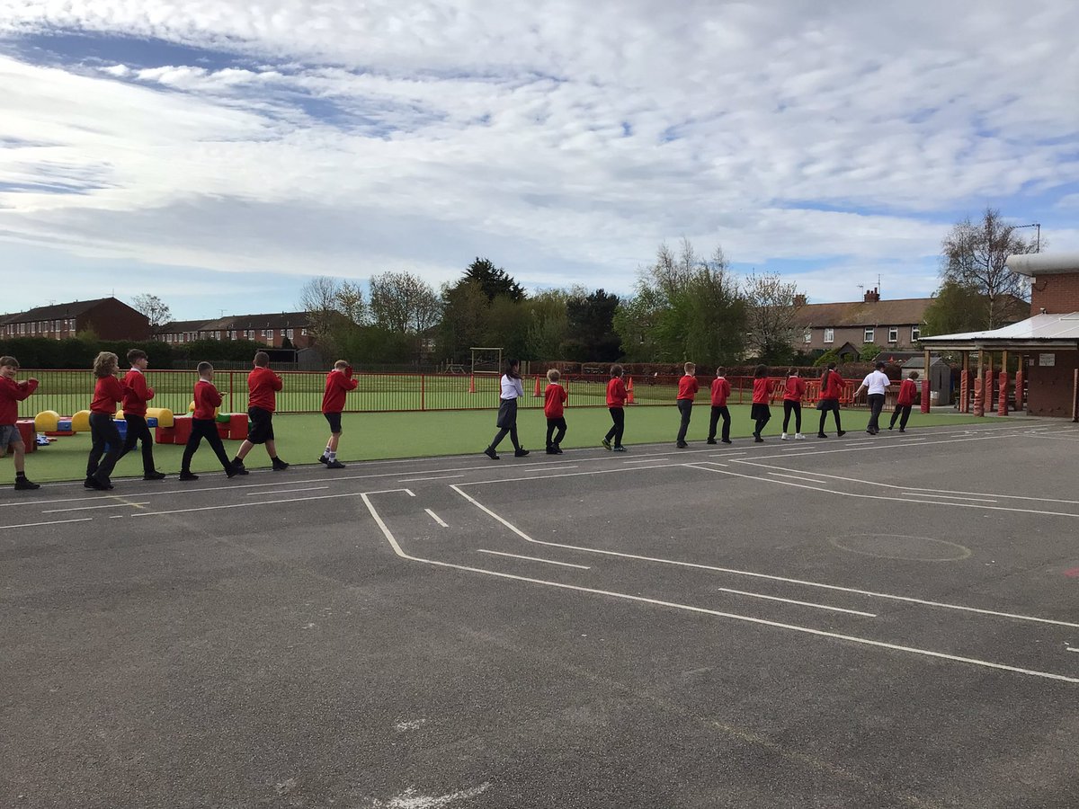 Ms_Middleman's tweet photo. Year 6 practising Area &amp; Perimeter by using our “plus plus perimeter “ chant. And X on the floor for Area. @YsgolEmmanuel #WalesOutdoorLearningWeek #WythnosDysguAwyrAgoredCymru https://t.co/iAuNxJk5vD