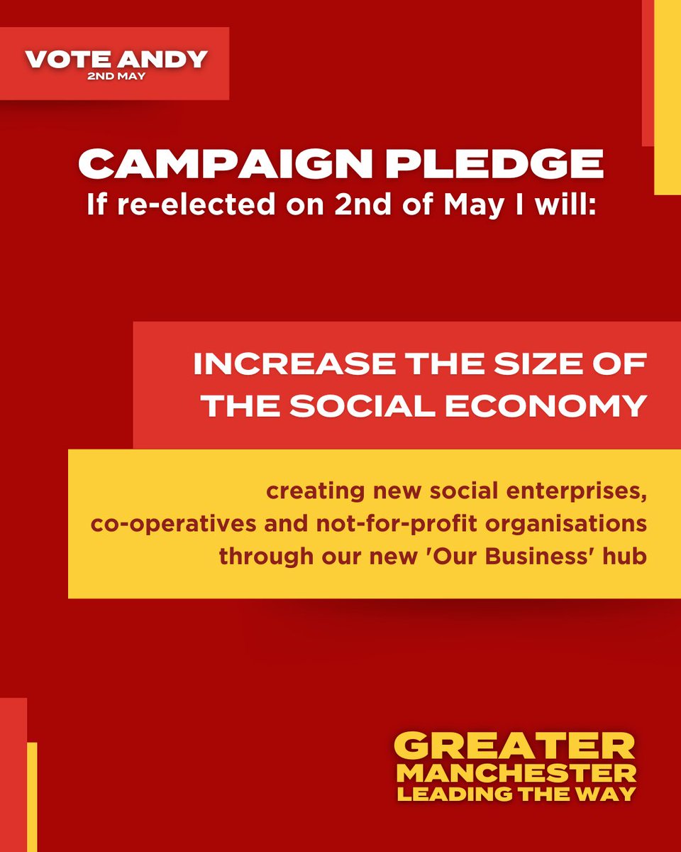 Andy’s Campaign Pledge: Andy will increase the size of the social economy creating new social enterprises, co-operatives and not-for-profit organisations through our new 'Our Business' hub.