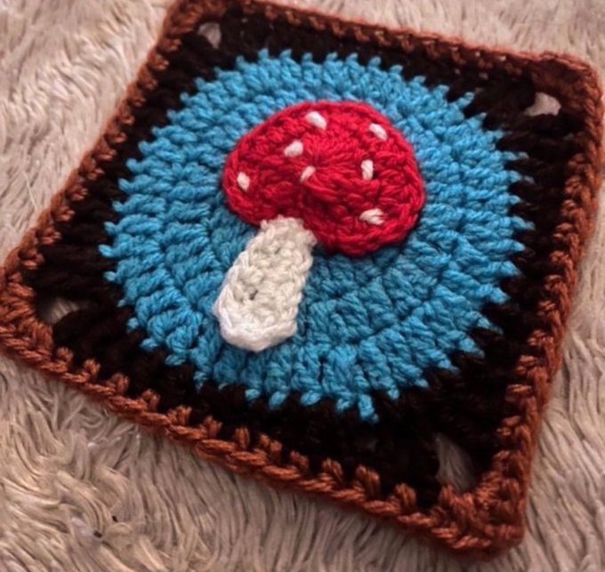 Enchanting Granny Square Toadstool Crochet Pattern 🍄 Transform this adorable mushroom designs into scarves, blankets, or ideal embellishments for bags and sweaters 😊 Easily created with step-by-step instructions #MHHSBD #CraftBizParty #elevenseshour #UKMakers