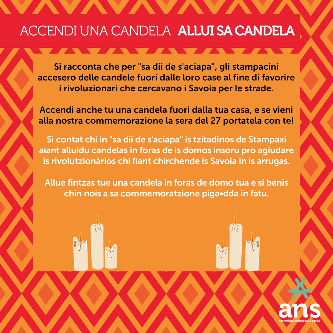 assembleasarda's tweet photo. Manca poco a #SaDieDeSaSardigna! Sei pronto?

Qui trovi qualche suggerimento per far sì che la nostra festa nazionale sia sempre più grande ma soprattutto bella e indimenticabile.

Prendi la bandiera dal tuo cassetto, vestiti di rosso e ci vediamo a #Cagliari il 27 e 28! https://t.co/kbAZhu7qrH