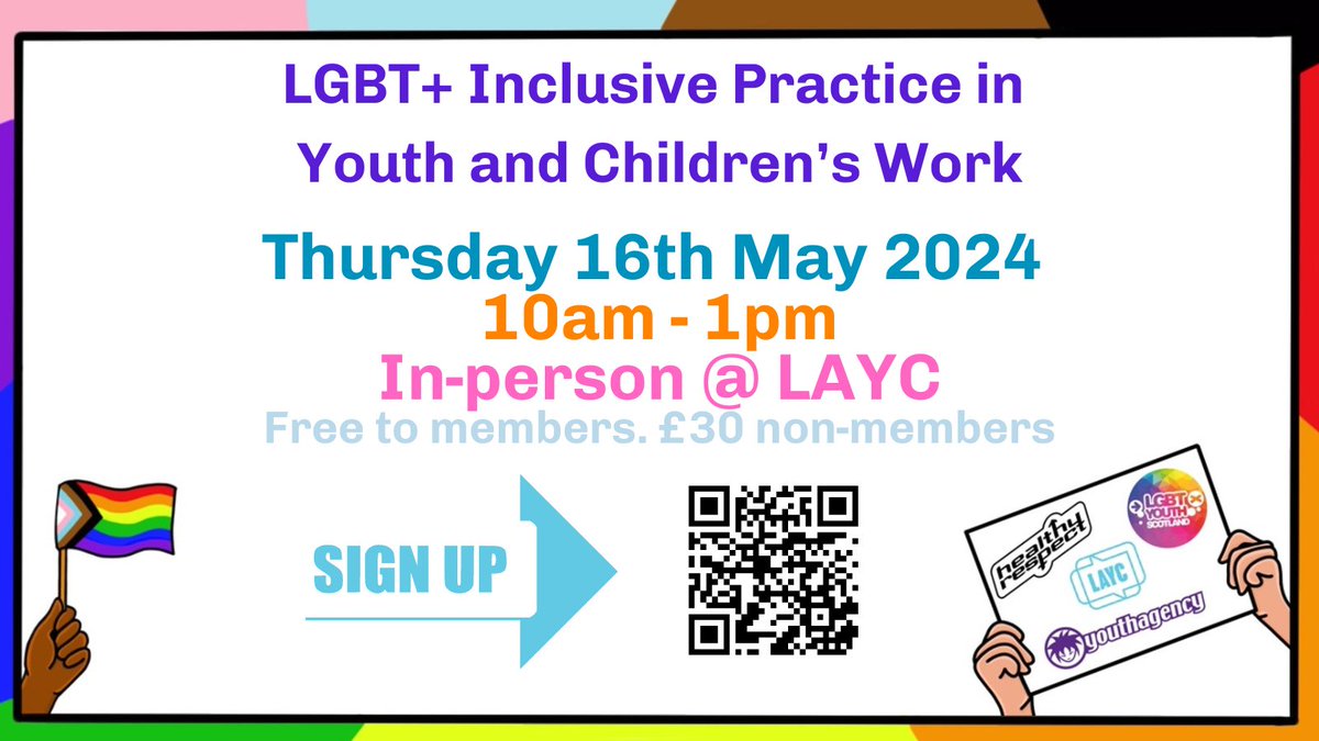 Join us for LGBT Inclusive Practice Training on 16 May! Sign up→laycbookings.org.uk This interactive session will cover: • Language & definitions • How to make your setting more inclusive • Signposting to resources @healthy_respect @WHYouthAgency