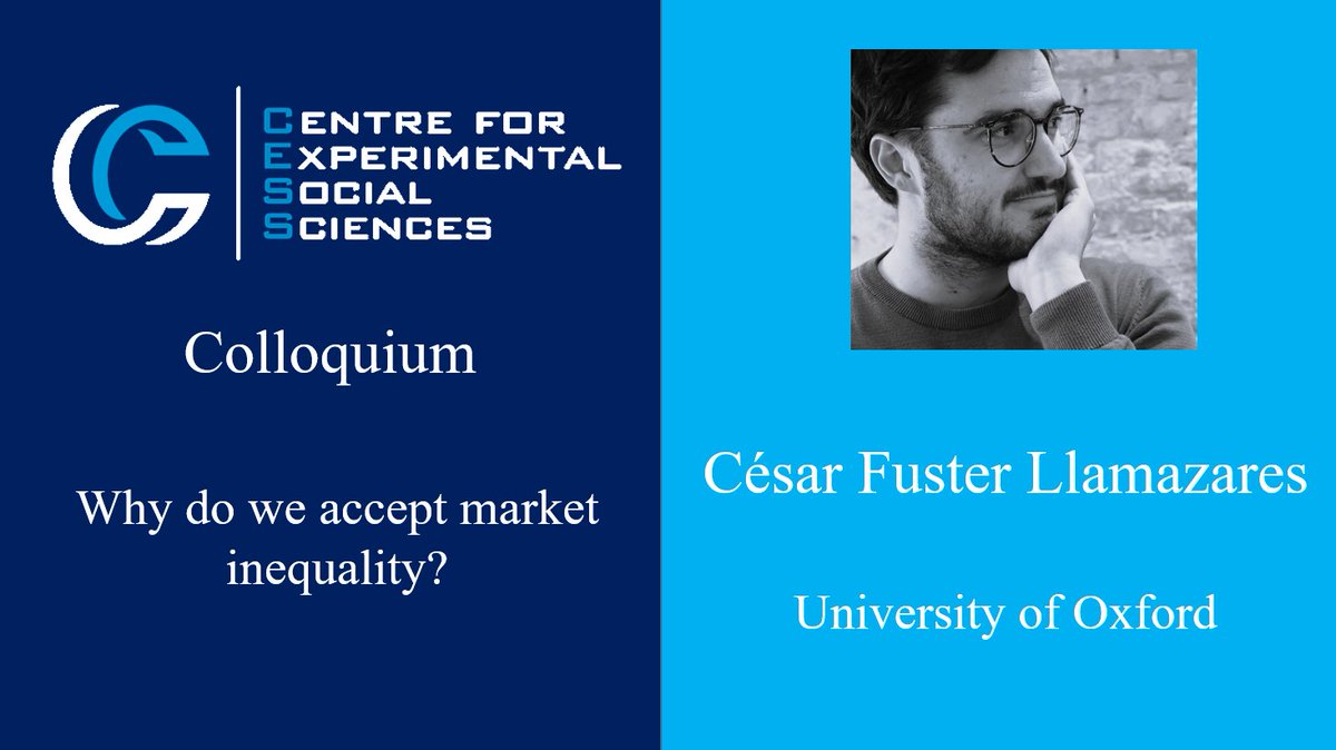 Should Athletes be paid more than doctors? Lawyers more than school teachers?

Join us tomorrow from 14:00-15:00 when César presents his newest design investigating why we accept inequality!

To learn more, please visit: cess-nuffield.nuff.ox.ac.uk/events/colloqu…