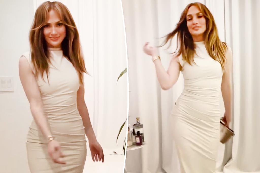 Jennifer Lopez stuns in skintight dress for ‘mom’s night out’ trib.al/NyZemZa