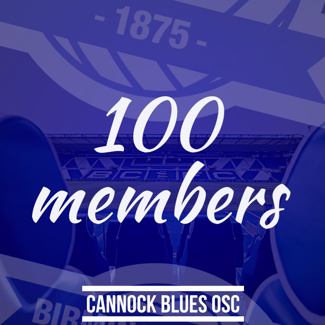 @CannockBlues have reached the 100 member milestone 👏🏻 If anyone is interested in joining the branch click the link below bcfcosc.com/club/cannock-b… #KRO #BCFC #bcfcOSC 🔵⚪️🌍🏐