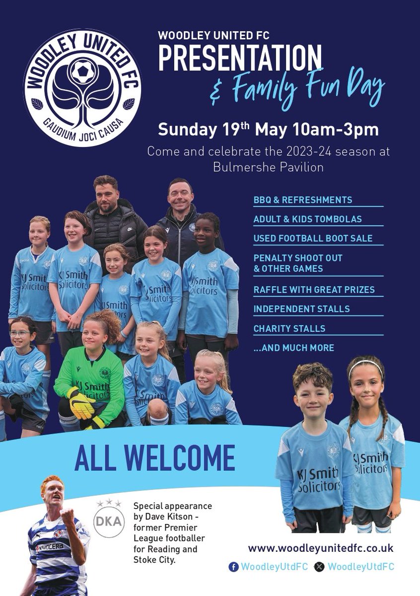 @WoodleyUtdFC @WoodleyUtdLFC Woodley United FC Presentation & Family Fun Day - Sunday 19th May at Bulmershe Pavilion