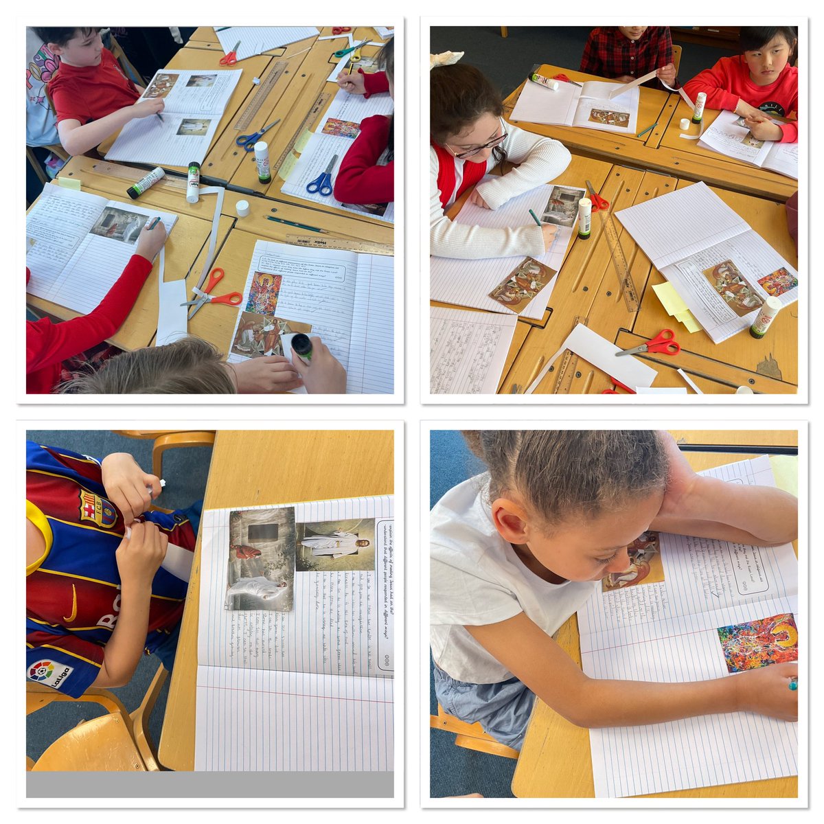 Year Four have studied different accounts of Jesus’ resurrection and are describing how different representations make them feel. We like the abstract ones best - they said this means that anyone can identify with Jesus because he can be any skin colour to any audience.