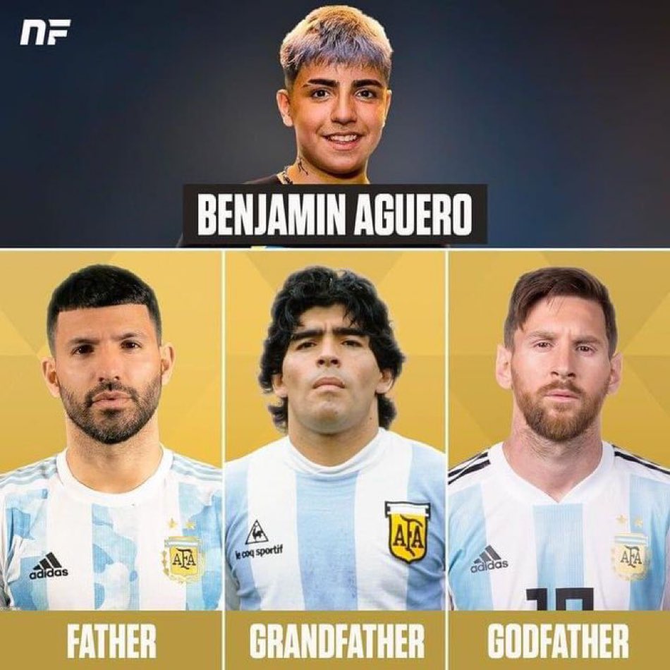 ✅ anak Sergio Agüero
✅ cucu Diego Maradona
✅ anak baptis Leo Messi

Benjamin Agüero 🥶
