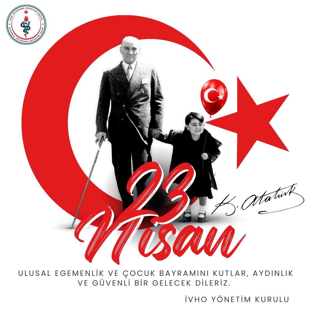 Atamızın tüm dünya çocuklarına armağanı olan 23 Nisan Ulusal Egemenlik ve Çocuk Bayramımız kutlu olsun! Ulu Önderimiz Gazi Mustafa Kemal Atatürk başta olmak üzere tüm Millî Mücadele kahramanlarımızı minnet ve saygıyla anıyoruz. İVHO Yönetim Kurulu