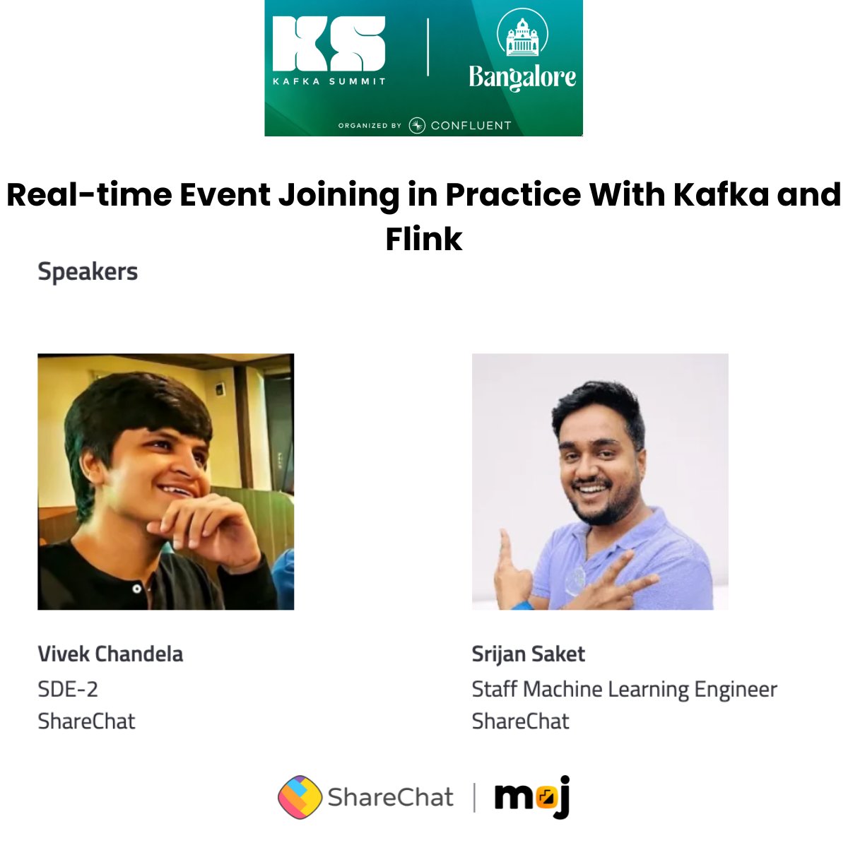 We are excited to announce that Srijan Saket and Vivek Chandela, two of our stellar AI engineering team members, will present at the Kafka Bangalore conference! 

Get to know more about their session - bit.ly/49Kgd37

#KafkaSummit #AI #ML @confluentinc