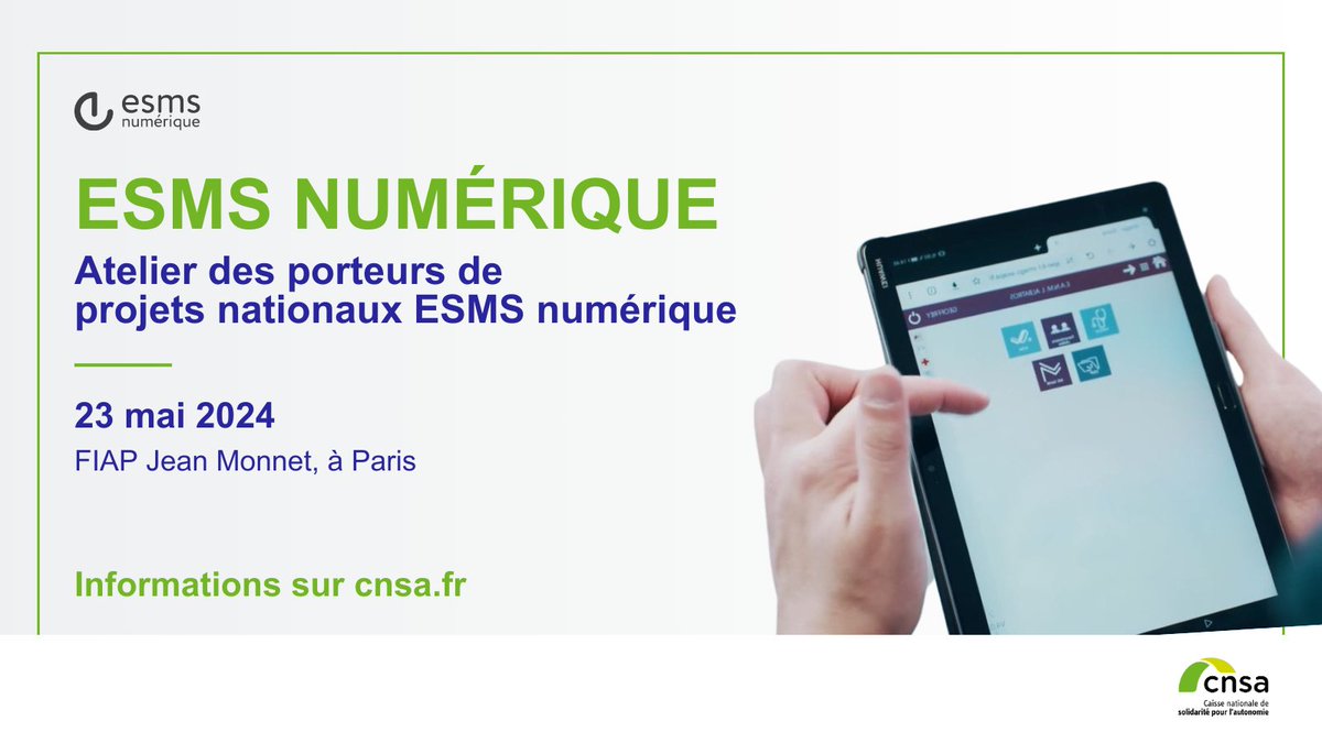 📌 Rejoignez-nous le 23 mai au FIAP Jean Monnet, Paris, pour l'atelier des porteurs de projets. Un rendez-vous essentiel pour les pros des ESSMS et les référents #ESMS numérique en #ARS et GRADeS. 📝 Formulaire d'inscription : urlz.fr/q7MY