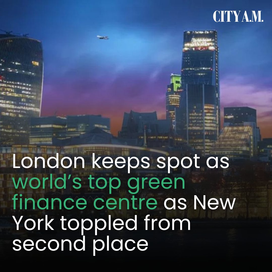 London has once again been named the world’s top centre for green finance, according to a new survey, as New York dropped from second place.

Read the full story here 👇
cityam.com/london-keeps-s…