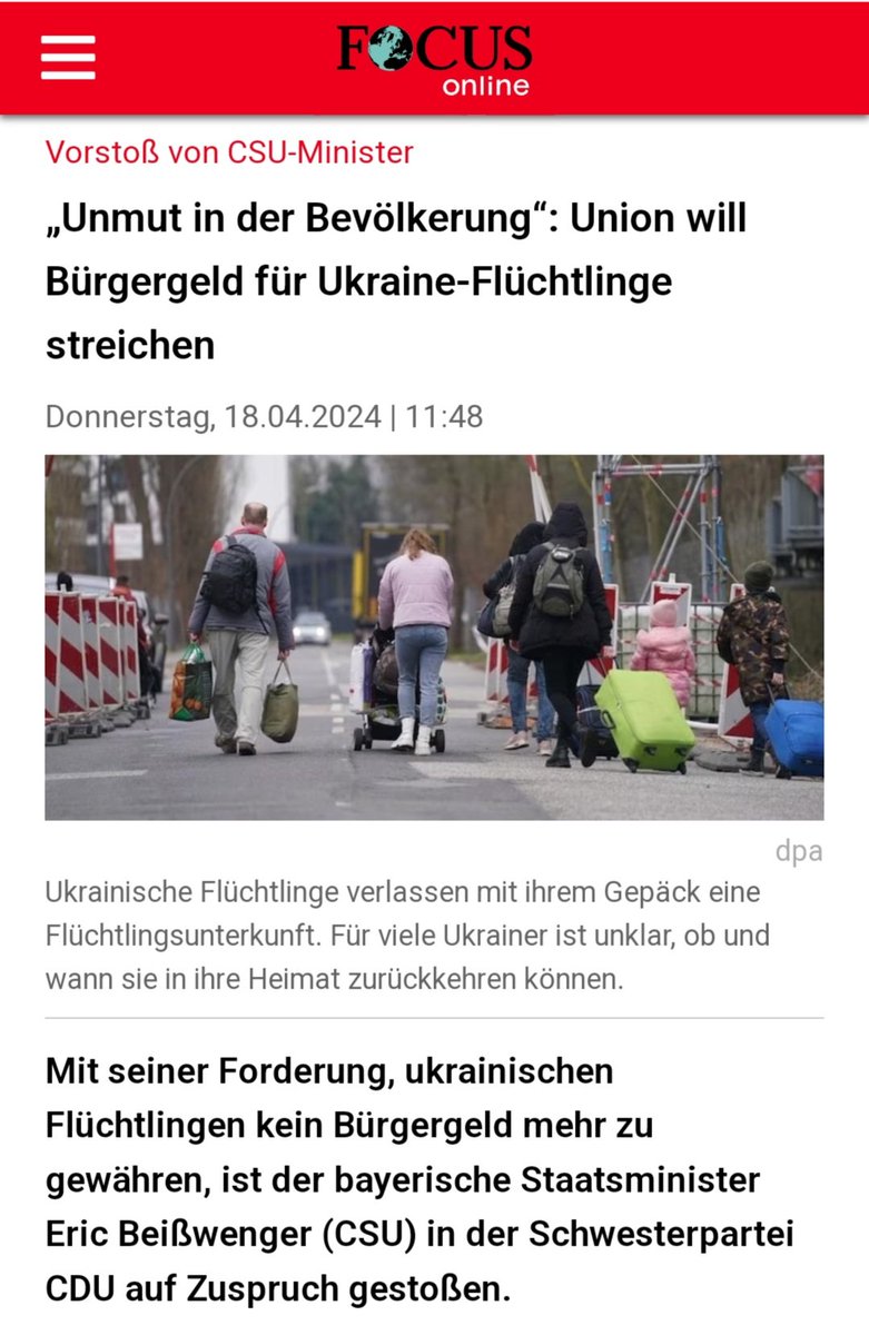 Es ist an der Zeit. Die Ressourcen sind begrenzt. #Buergergeld #Ukraine