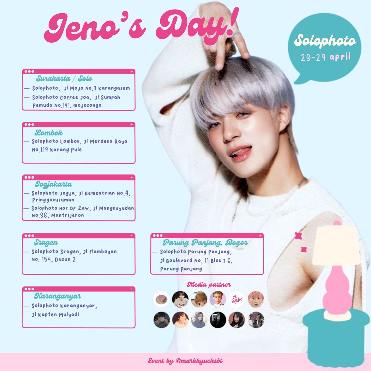 lycheeytea_'s tweet photo. 📢 Lee Jeno's Birthday Photobooth Event
ㅡby @markhyucksbt 🛼🍦🎀

— 23 April - 29 April 2024 at Solophoto booth [ pink frame ]
— 23 April - 29 April 2024 at porta booth [ all frame ]

let's celebrate jeno birthday together! kindly tag her account if you use this photoframe! 💗 https://t.co/lUdYXRW1z0