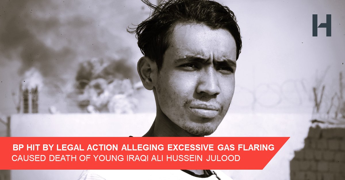 BP hit by legal action alleging that its excessive #gasflaring caused the death of young Iraqi, Ali Hussein Julood, from leukaemia. Ali grew up near Rumaila, one of the largest oil fields in the world where BP has extracted oil for over a decade. bit.ly/4aOQ4lk