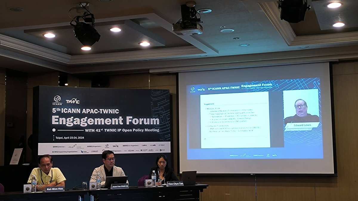 5th ICANN APAC-TWNIC Engagement Forum with 41st TWNIC IP Open Policy Meeting 科技場次/Tech Track 場次1/Track：網際網路韌性/Internet Resiliency 主題/Topic：台灣的網路韌性-挑戰與機會/Internet Resiliency in Taiwan— Challenges and Opportunities 網路治理交流論壇.tw/2024/live_stre…