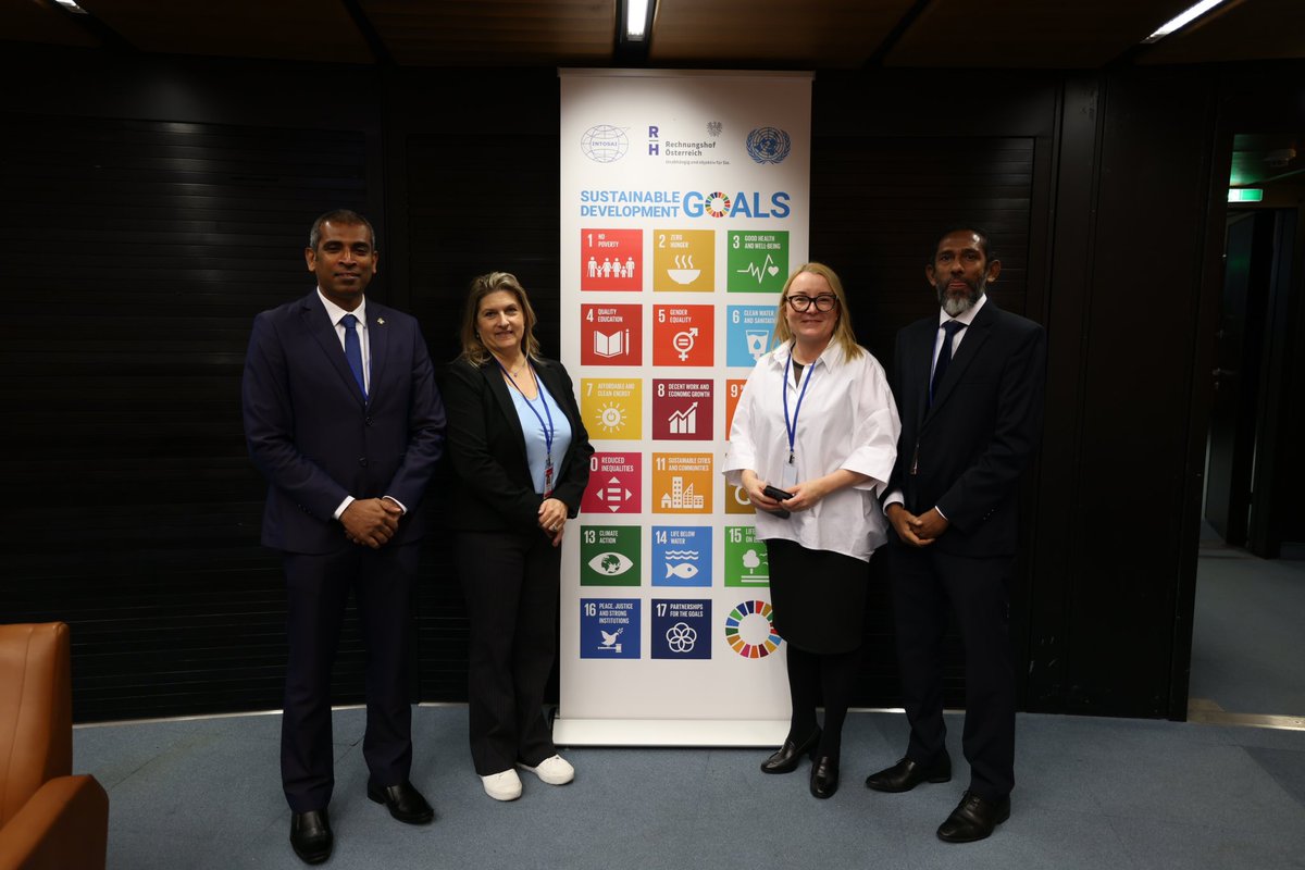 AuditMV's tweet photo. Auditor General Mr. Hussain Niyazy and Assitant Auditor General Mr. Ibrahim Aiman attended the UN-INTOSAI symposium on #SDG13 held at Vienna, Austria.
#Climateaccountability #Environmentalauditing #ClimateChange #SDG https://t.co/NitttzCRdq