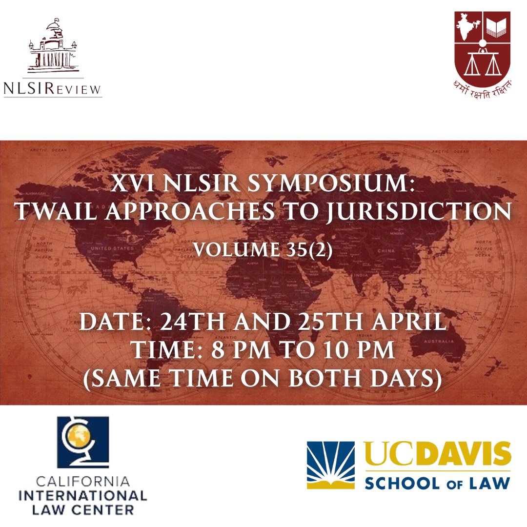 NLSIR, in collaboration with <a href="/CaliIntlLaw/">CA Int'l Law Center</a> (<a href="/UCDavisLaw/">UC Davis Law</a>), is organising the XVI NLSIR Symposium on TWAIL Approaches to Jurisdiction on 24-25 April, 2024. Details available here - nlsir.com/post/xvi-nlsir…