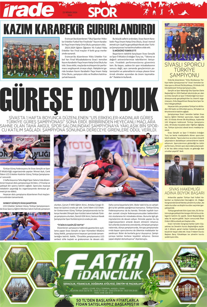 23.04.2024 Tarihli Gazetemiz Sizlerle…  #sivas #sivasspor #haber #gazetede #günaydın #türkiye #turkey #emsyapısivasspor #politika #ekonomi #spor #siyaset #sağlık #haberler #güncelhaber #gazeteci #gazetecilik #sport #basın #press #sondakikahaber #sondakika #gazeteoku