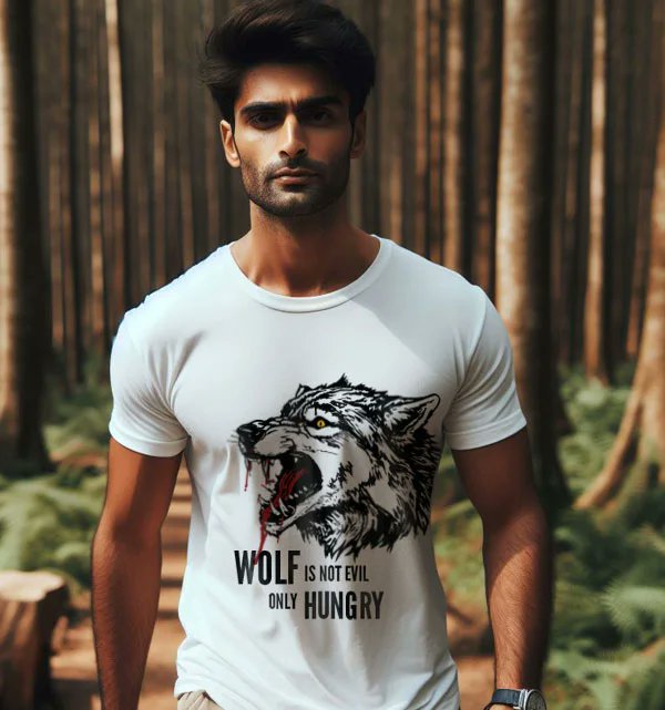 Angry Wolf Face Design T-Shirt For Men #wolftshirt