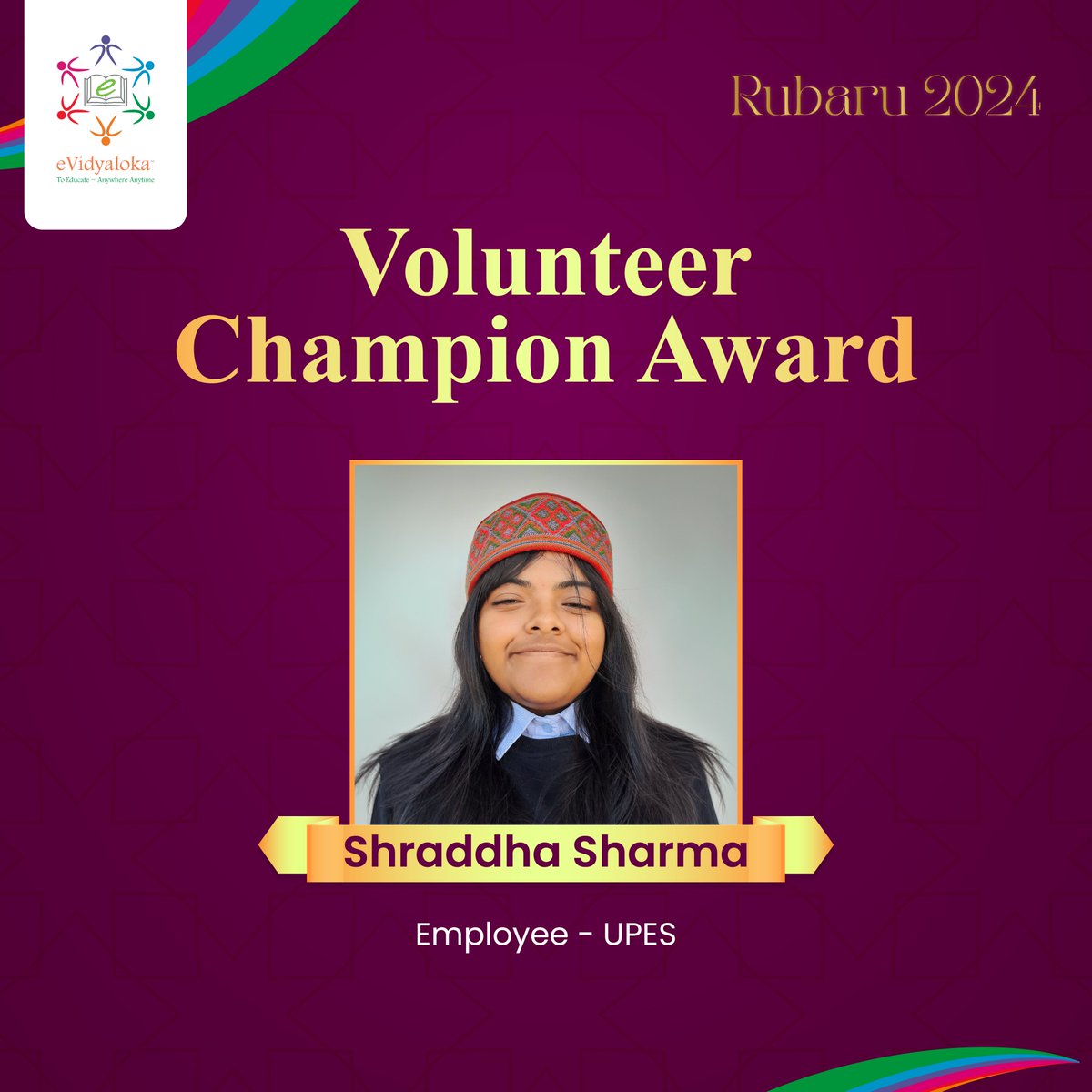 Reflecting on RUBARU 2024, we're inspired by the profound impact of eVidyaloka's volunteers, their unwavering dedication to empowering rural students shines brightly.
A sincere gratitude to Shraddha Sharma from UPES. 

#eVidyaloka #volunteer #educationforall