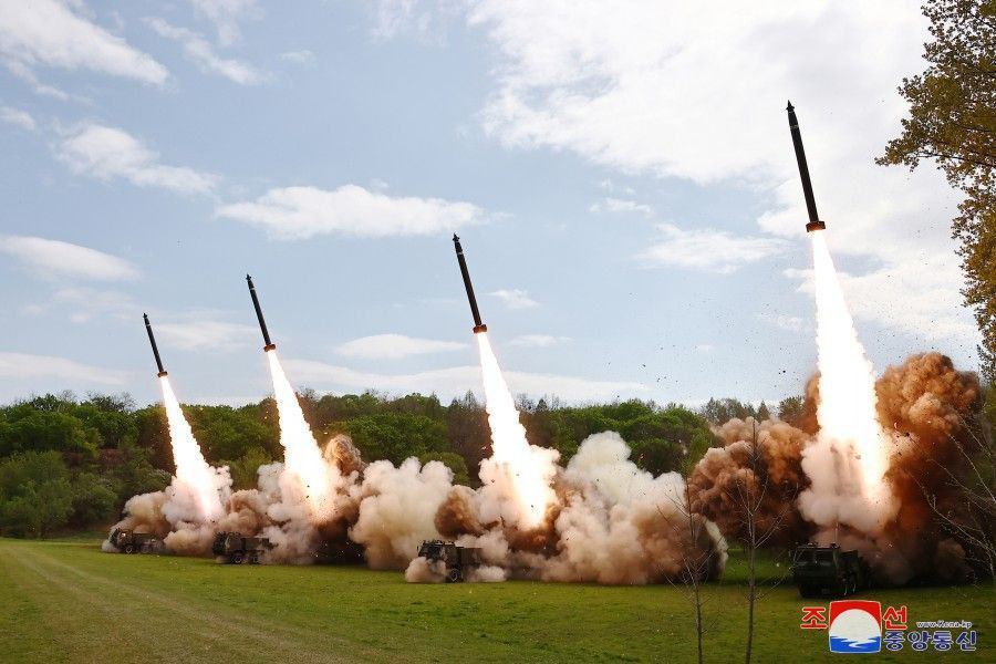 North Korea has conducted its first tactical exercise simulating a nuclear counterattack using 'extra-large' multiple rocket launchers.