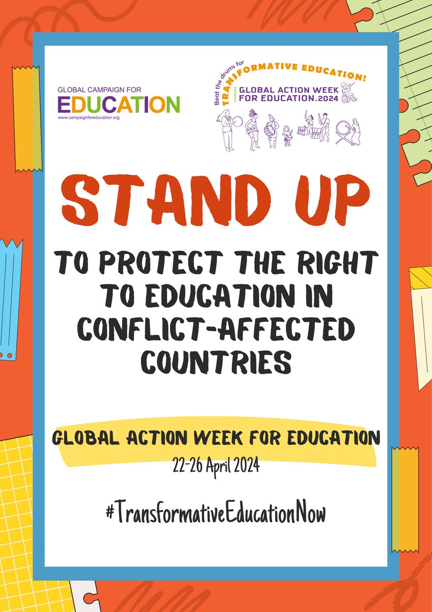 Transformative education drives social justice ,peace, gender equality and sustainable development .Stand up for the right to education in conflict-affected countries. #TransformativeEducation