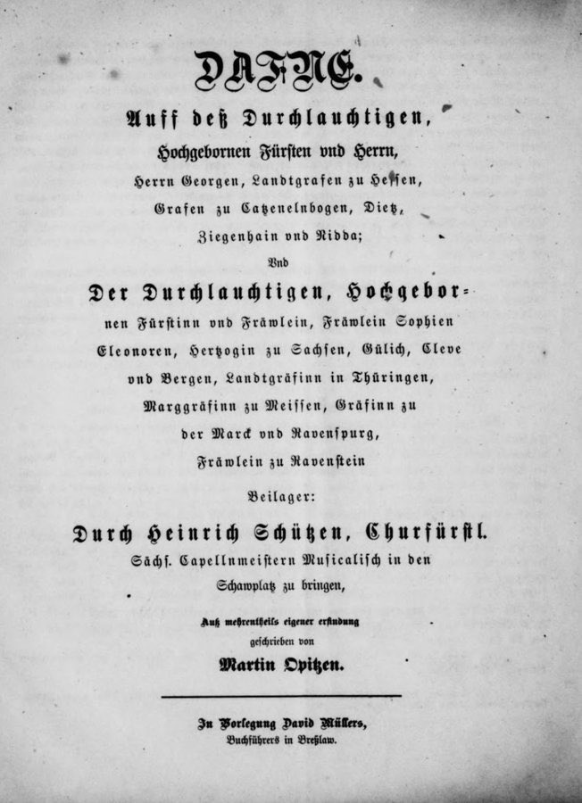 The first German opera? Heinrich Schütz’s Dafne was premiered at Torgau #OTD in 1627.