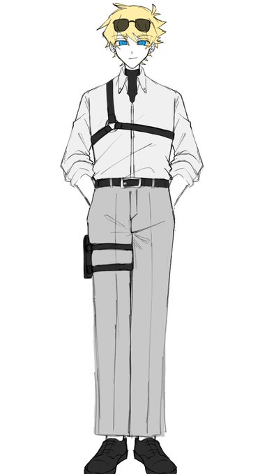 「belt grey pants」 illustration images(Latest)